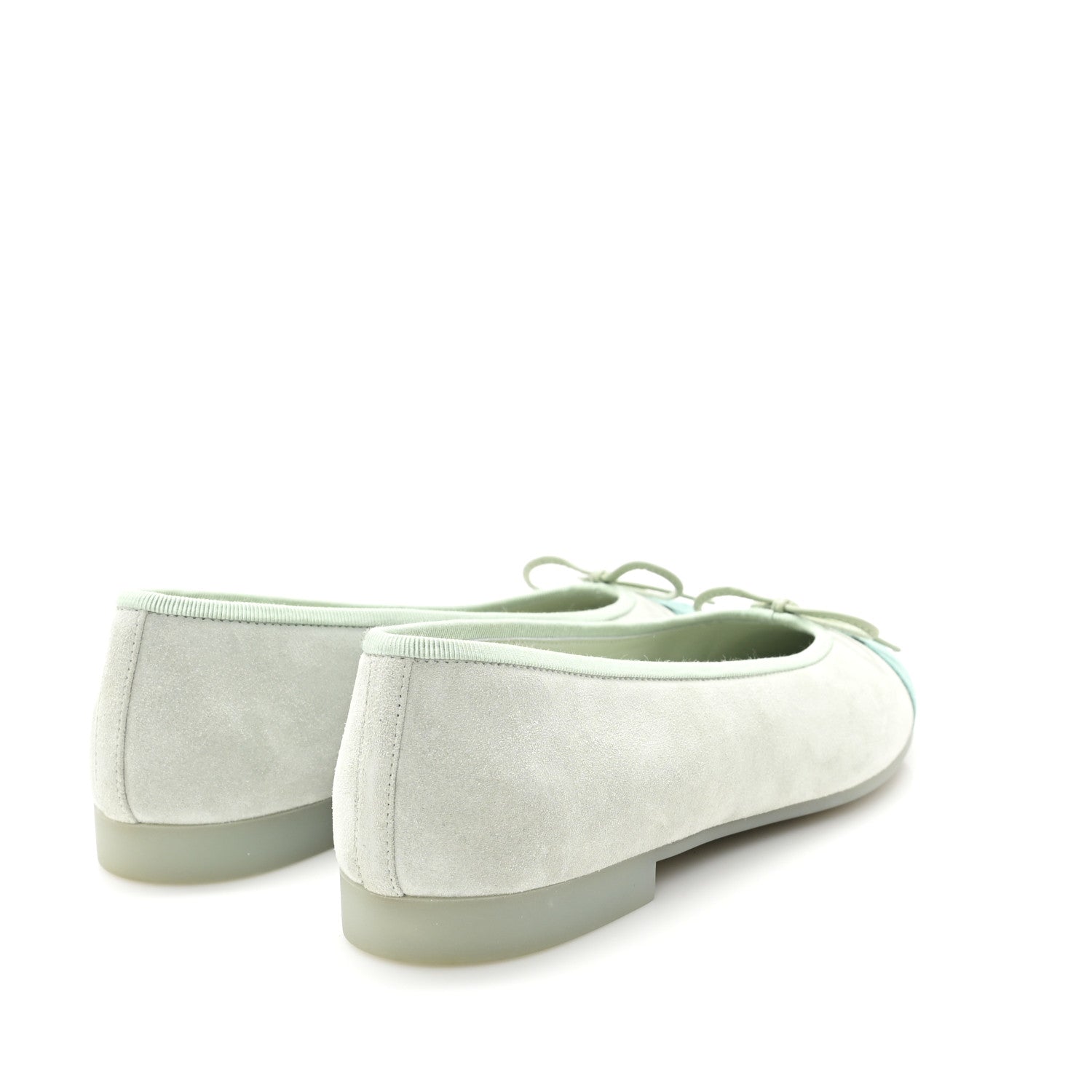 Chanel Suede Cap Toe CC Ballerina Flats 38 Light Green Green 5 of 10
