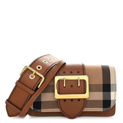 Burberry House Check Bridle Calfskin Small Madison Buckle Bag Tan 1 of 11