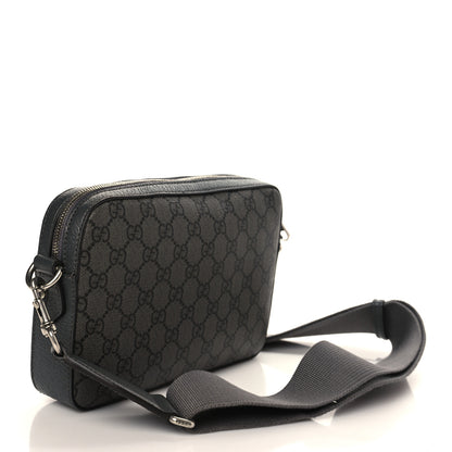 Gucci GG Supreme Monogram Textured Dollar Calfskin Web Ophidia Wristlet Shoulder Bag Grey Black Graphite Grey 2 of 7