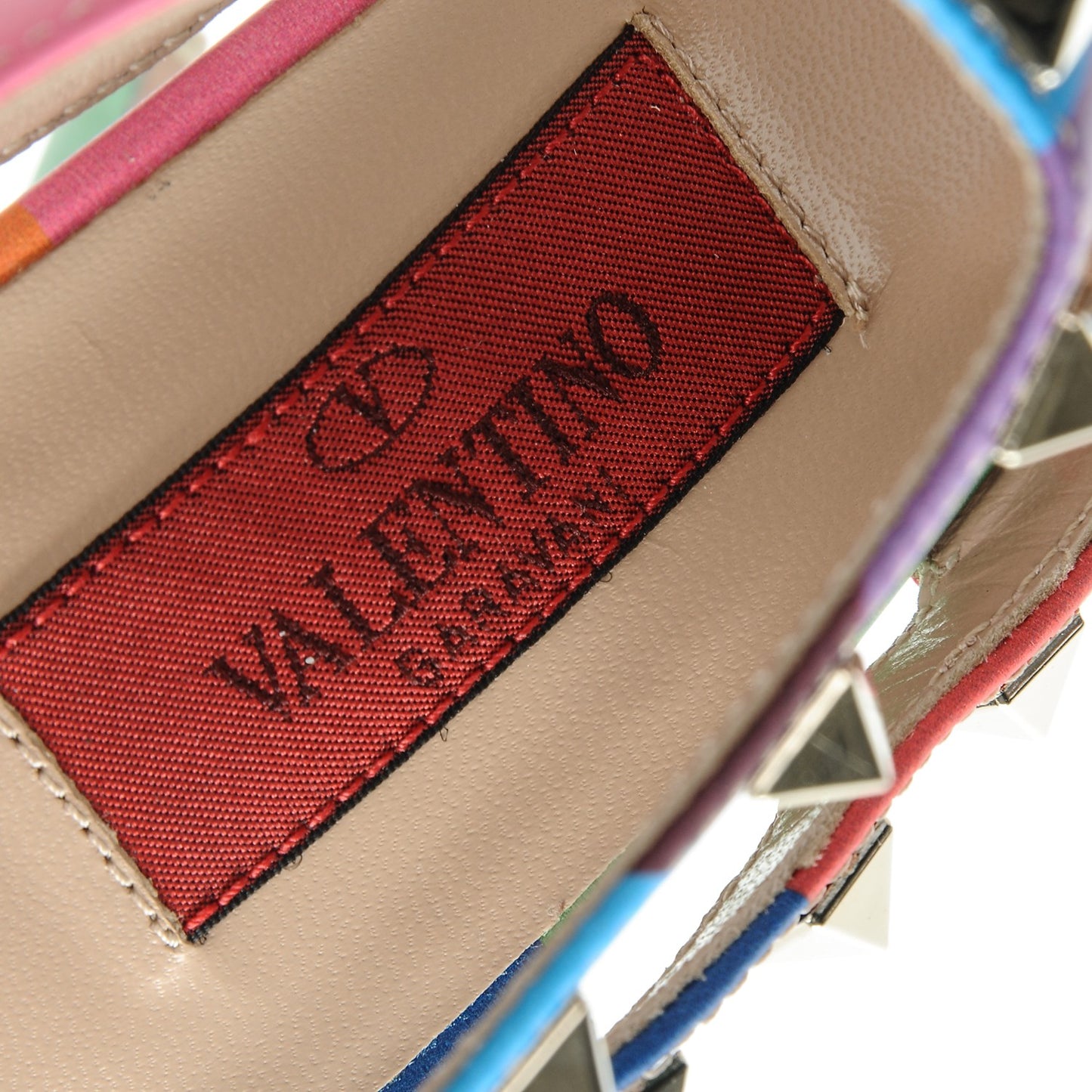 Calfskin 1973 Rockstud Ankle Strap 100mm Pumps 38 Multicolor