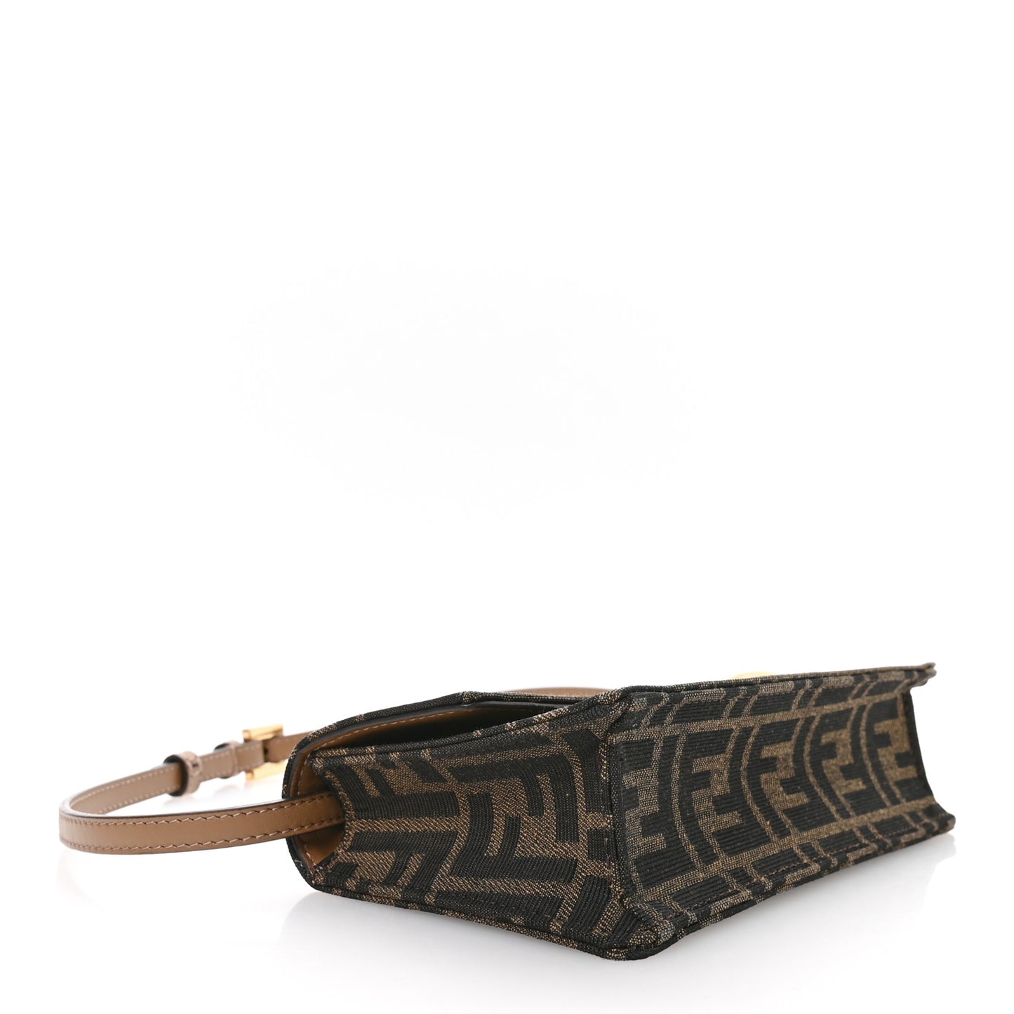 Fabric Jacquard FF 1974 Wallet On Chain Tobacco Moro