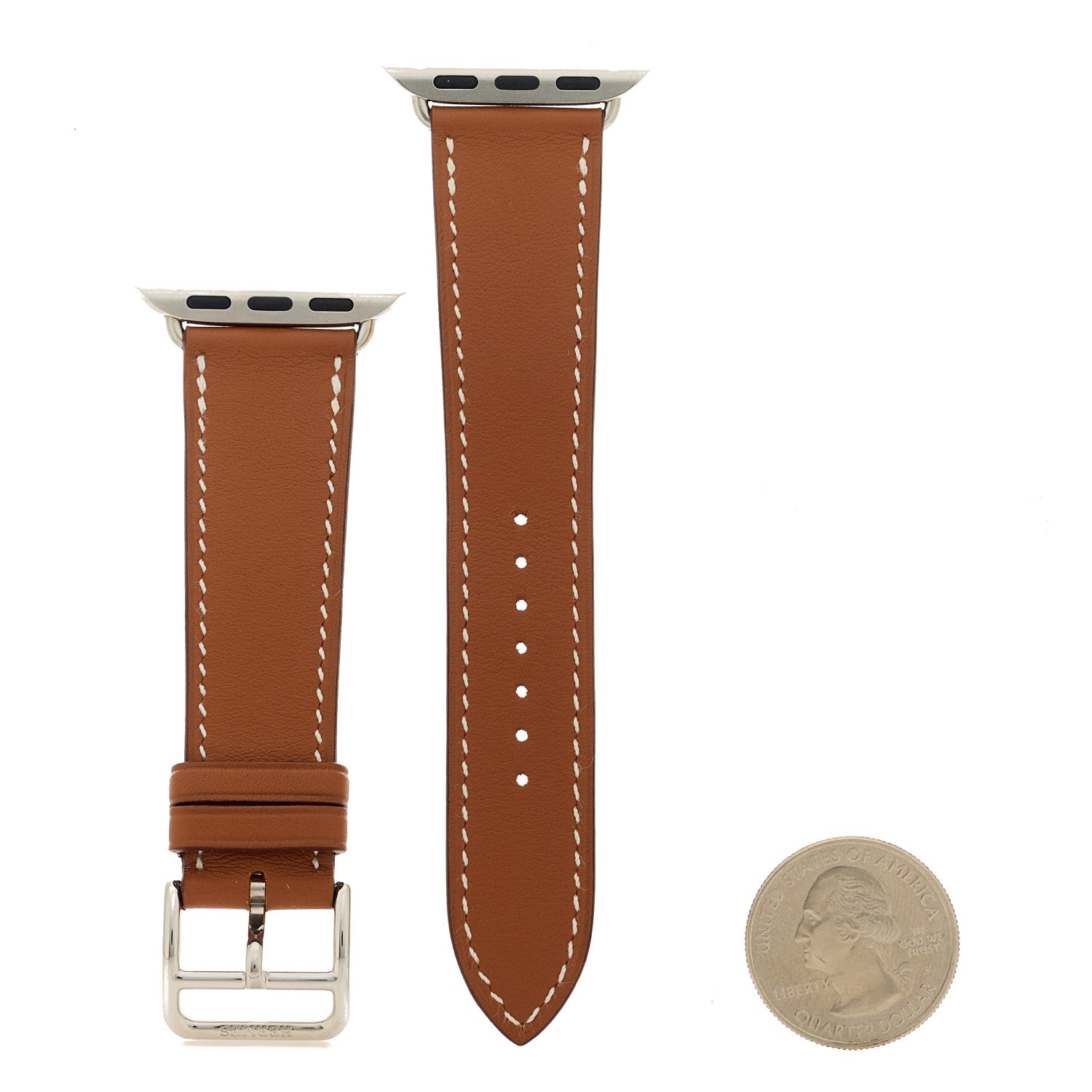 Hermes Barenia 42mm Apple Watch Single Tour Band Fauve 2 of 5