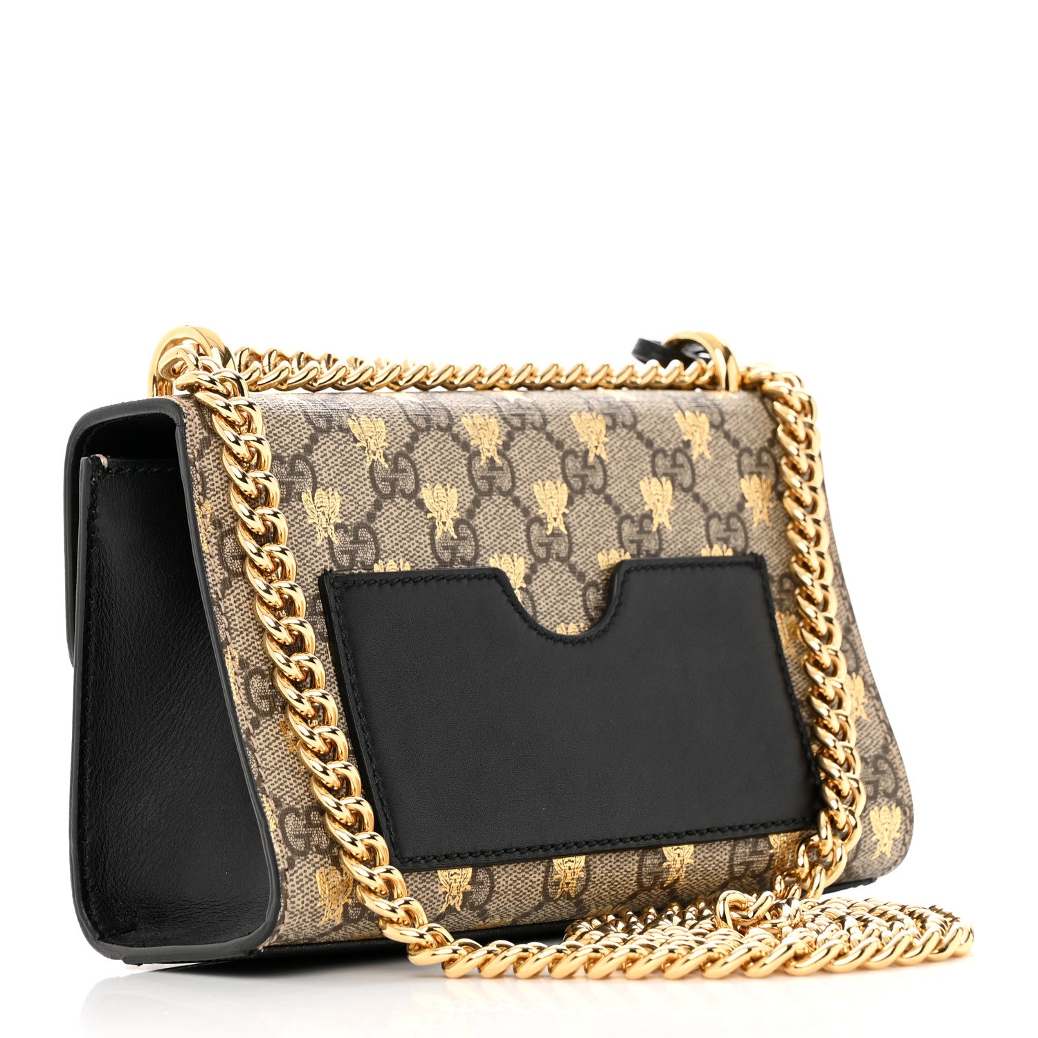 Gucci GG Supreme Monogram Bees Small Padlock Shoulder Bag Black 3 of 14
