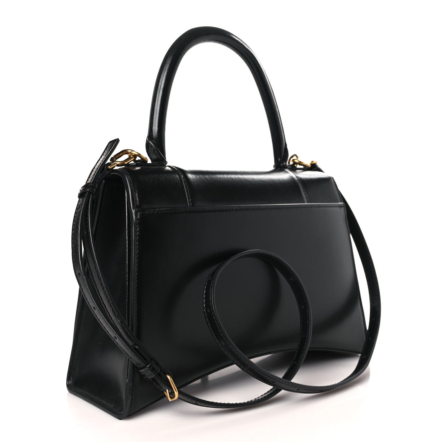 Balenciaga Shiny Box Calfskin Medium Hourglass Top Handle Bag Black 3 of 9