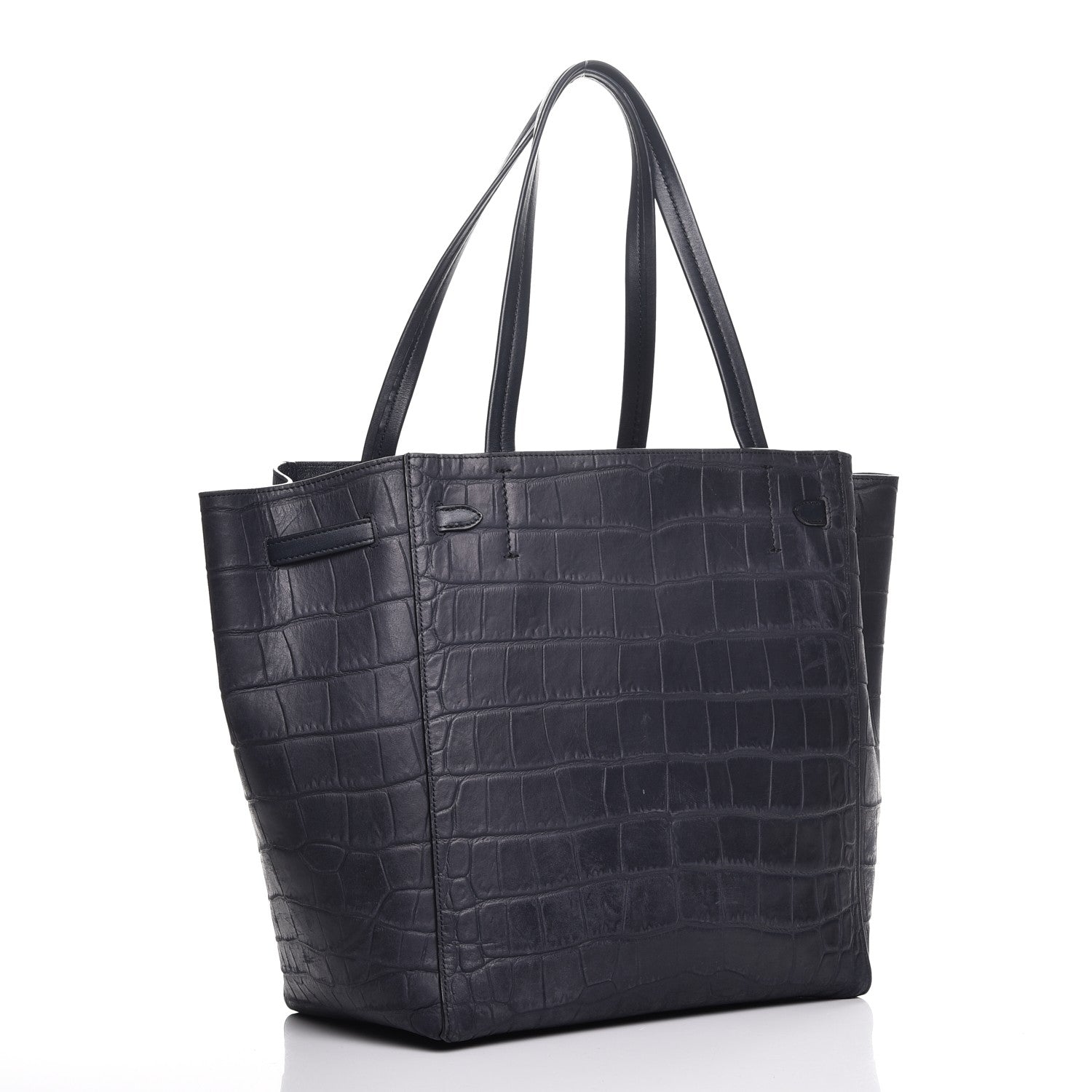 Celine Crocodile Embossed Nubuck Small Belt Cabas Phantom Navy Blue 3 of 12