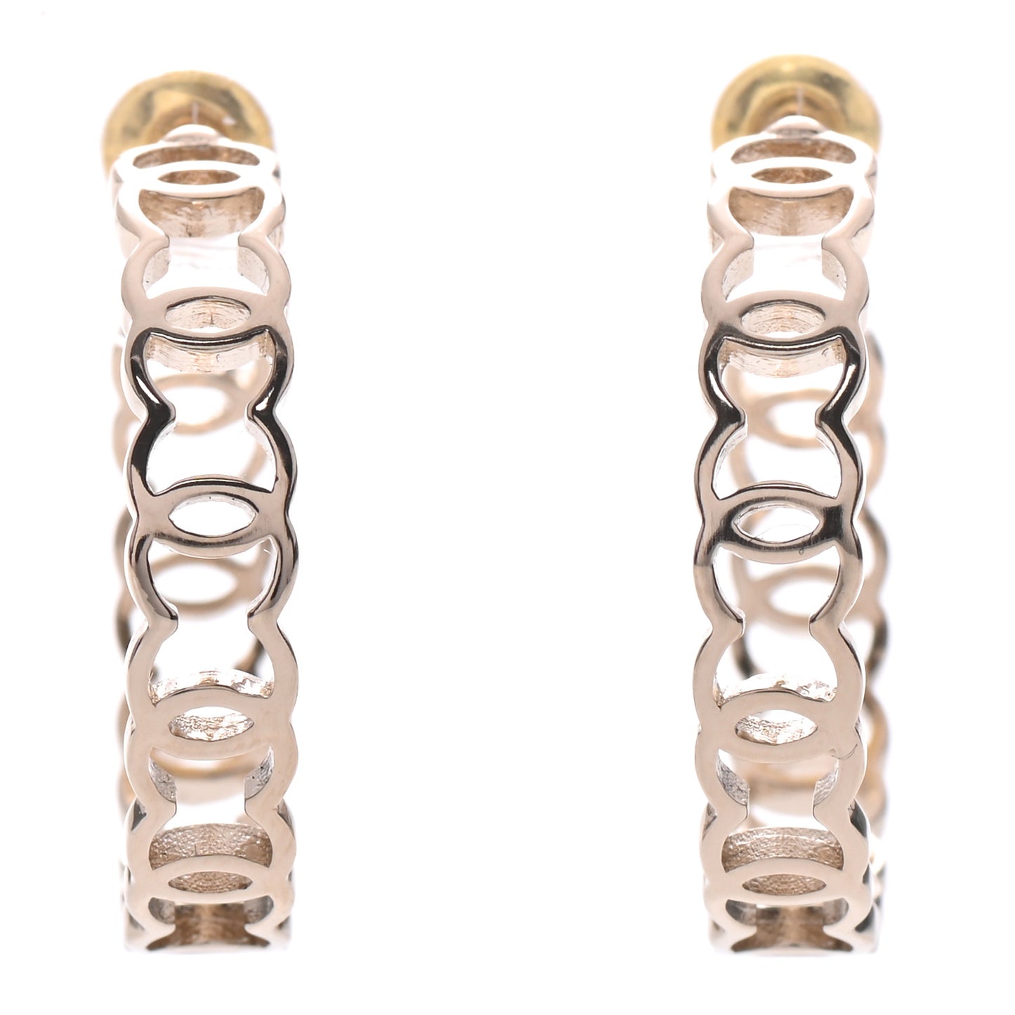 Metal CC Hoop Earrings Gold