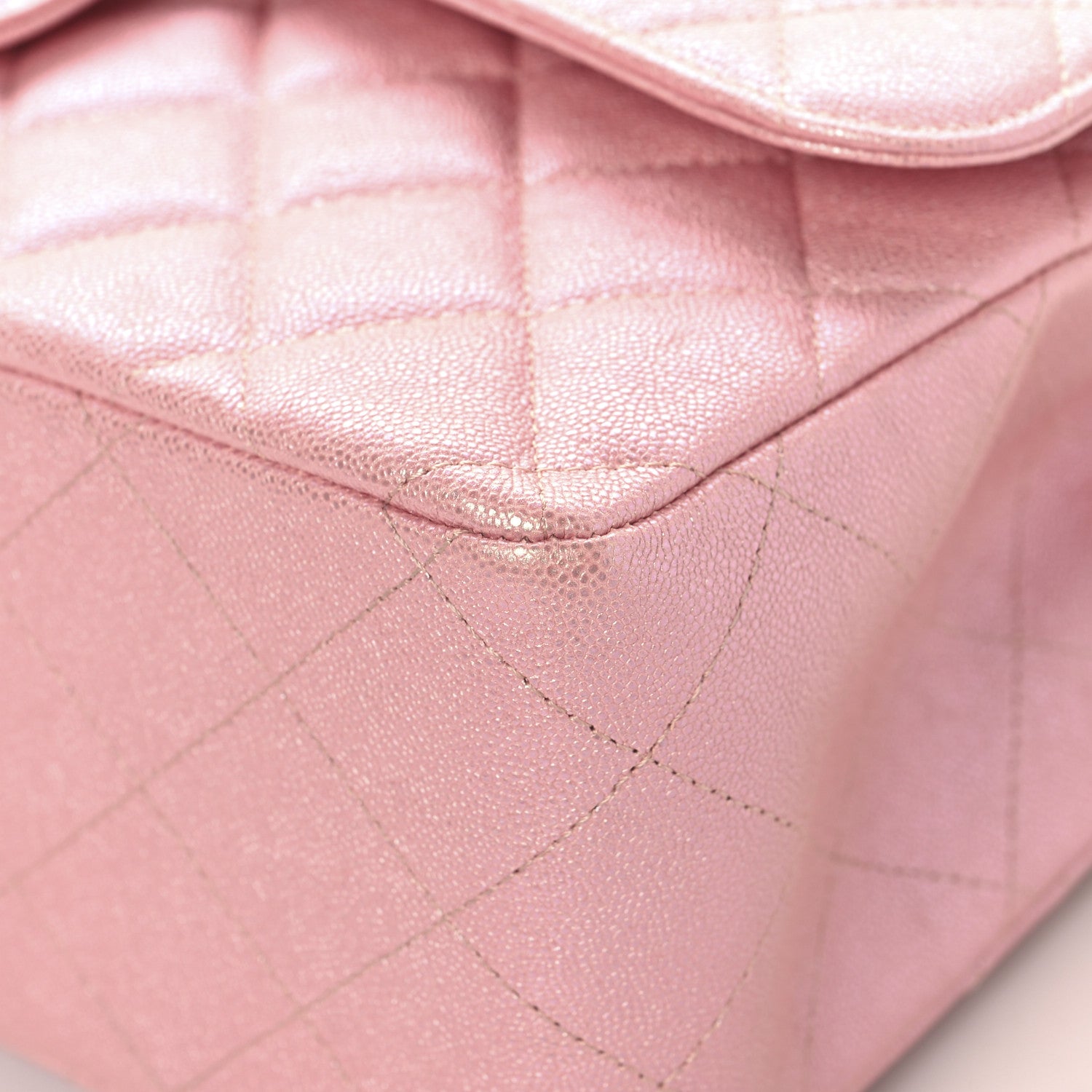 Chanel Iridescent Caviar Quilted Jumbo Double Flap Rose Pink 10 of 12