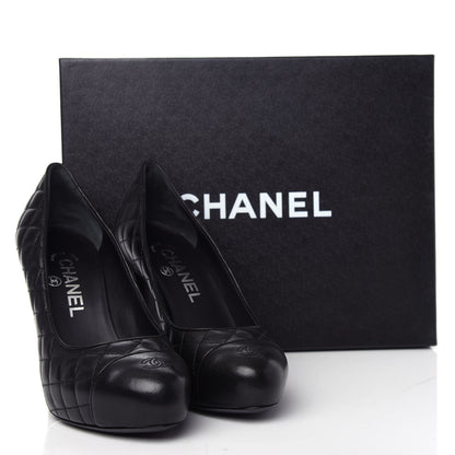 Chanel Lambskin Quilted CC Cap Toe Pumps 35.5 Black 11 of 12