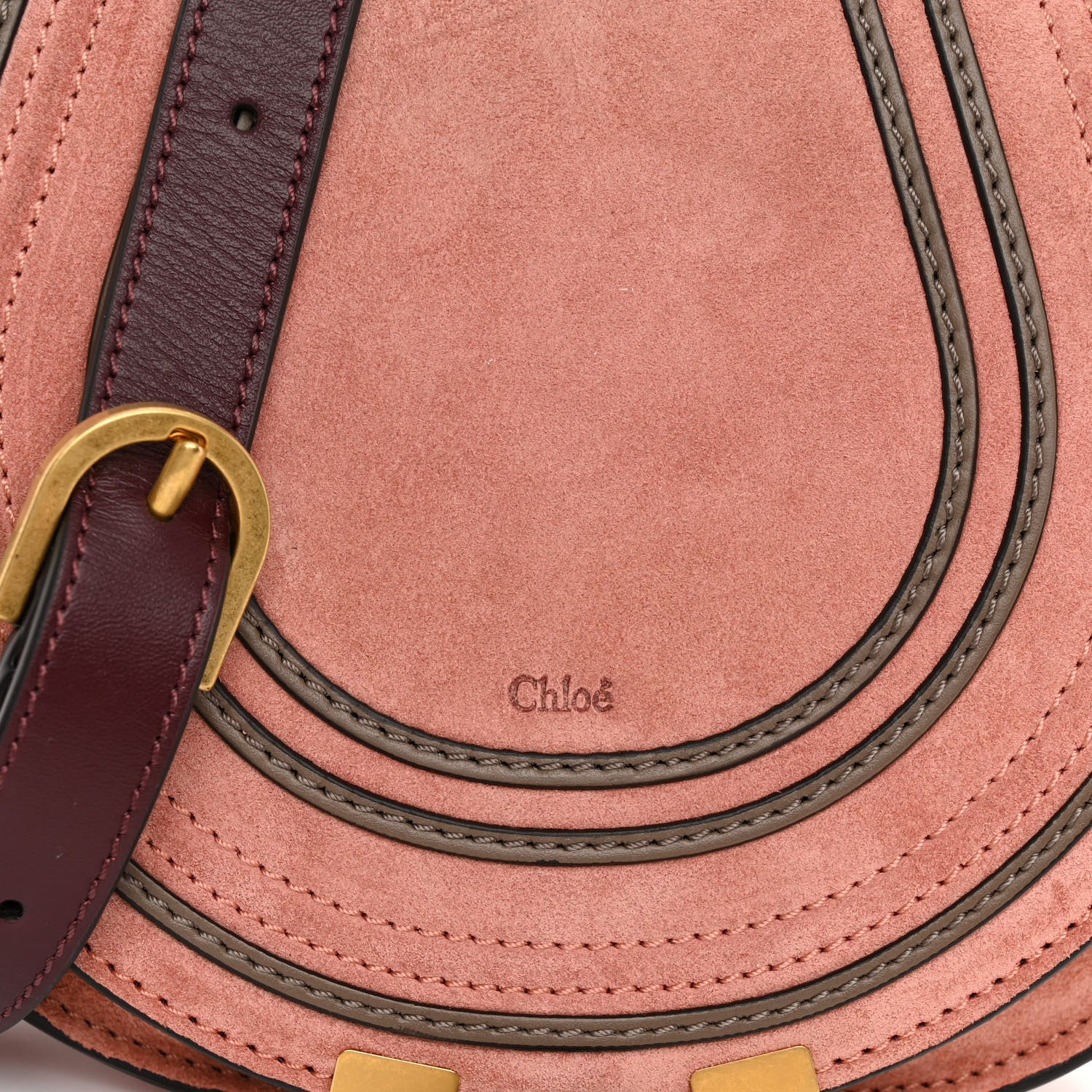 Chloe Suede Calfskin Mini Marcie Round Crossbody Bag Canyon Rose 7 of 9