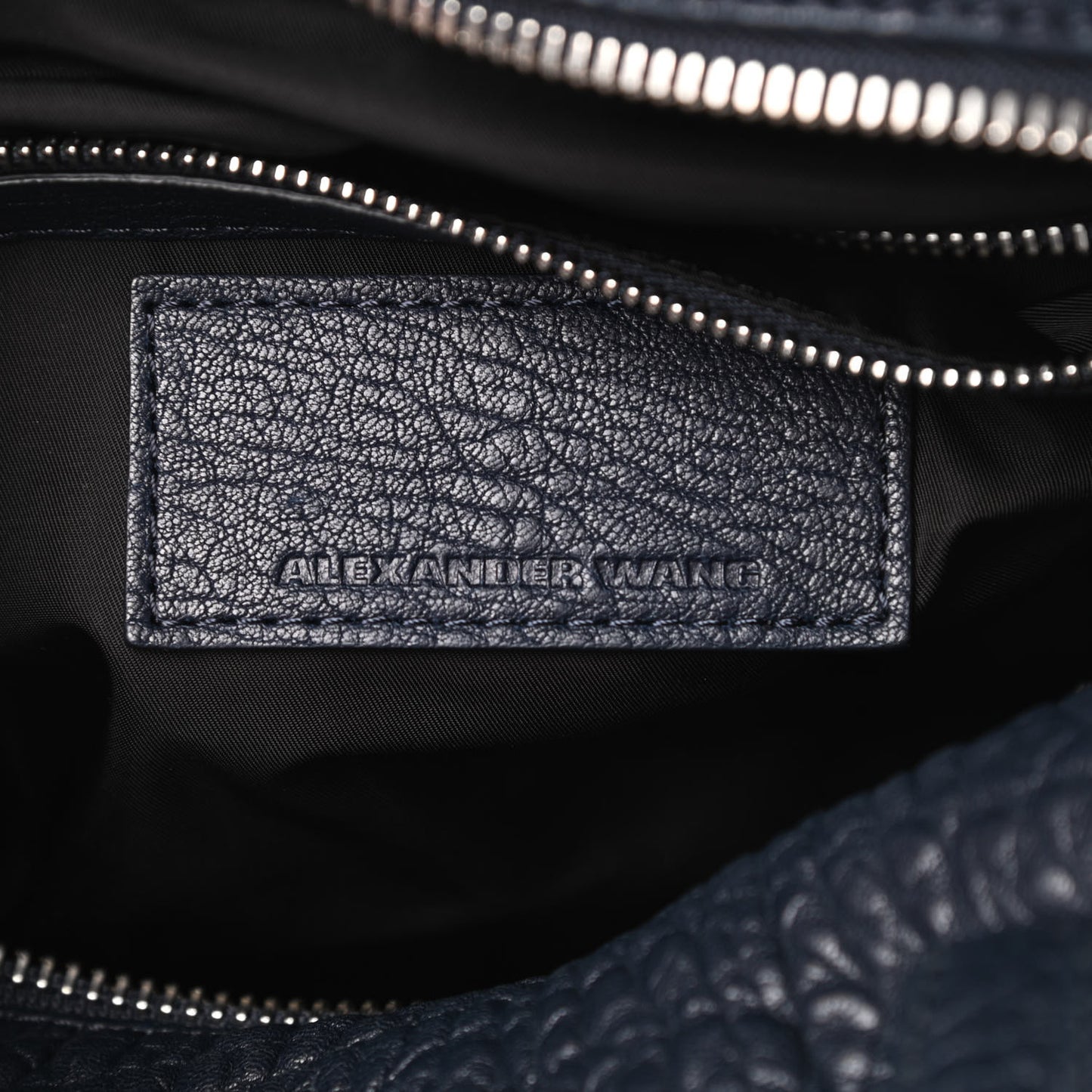 Pebbled Lambskin Rocco Navy Silver Hardware