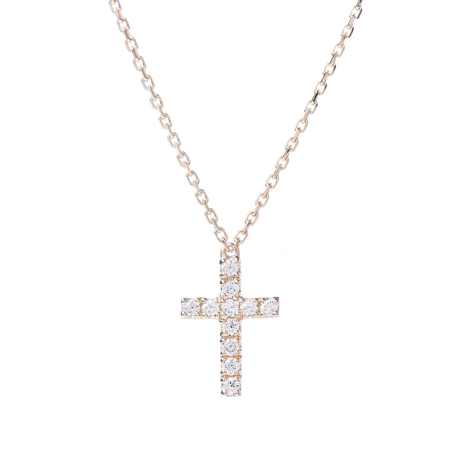 Cartier 18K Pink Gold Diamond Symbols Cross Pendant Necklace 4 of 7