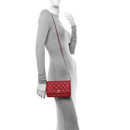 Chanel Caviar Quilted Wallet on Chain WOC Red 2 of 11