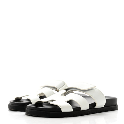 Hermes Calfskin Womens Chypre Sandals 38 White 3 of 10