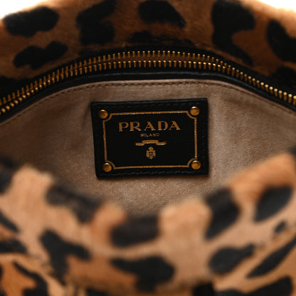 Prada Calf Hair Leopard Print Clutch Miele 6 of 6