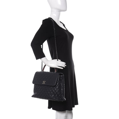 Chanel Caviar Lizard Quilted Large Coco Handle Flap Blue 2 of 12