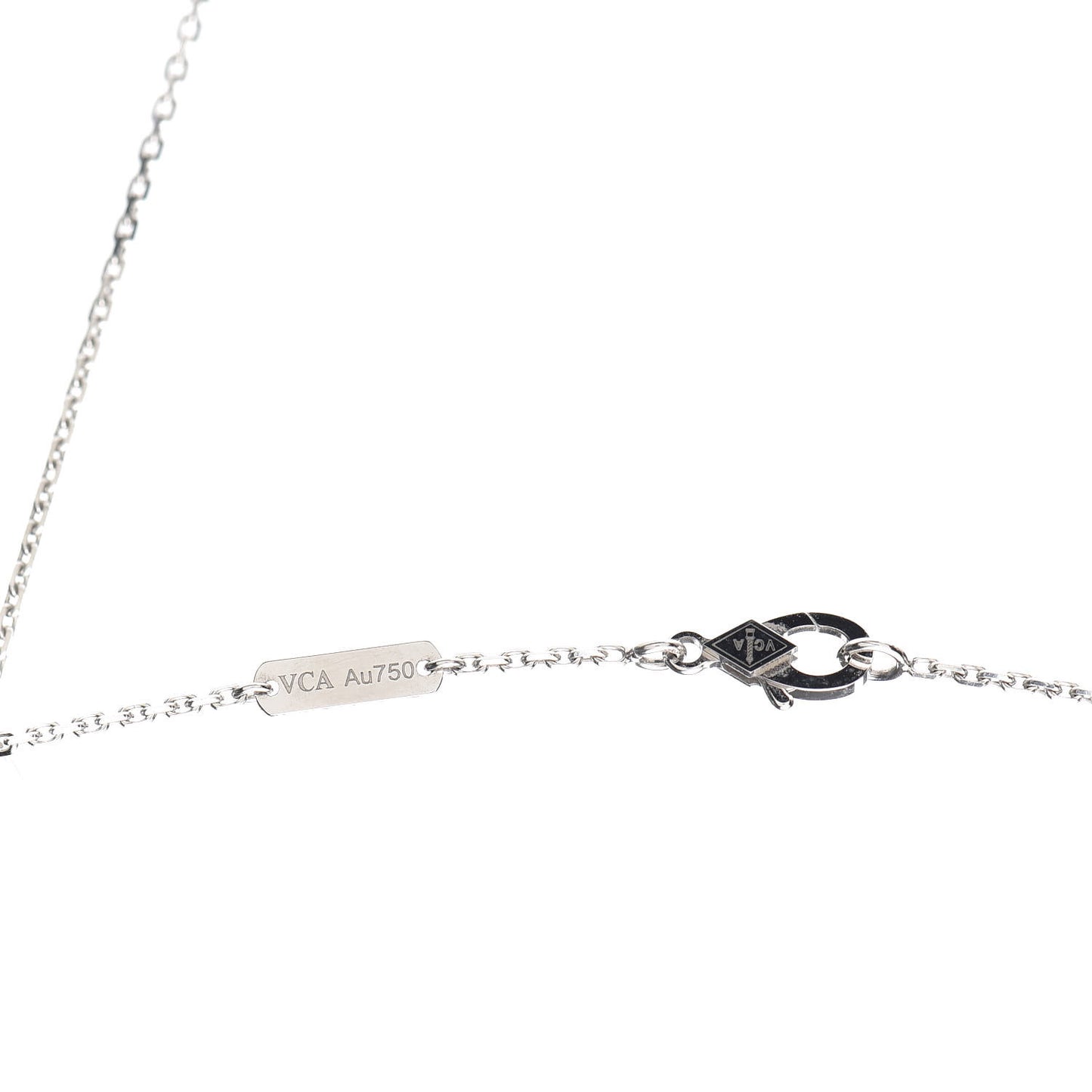 18K White Gold Diamond Vintage Alhambra Pendant Necklace