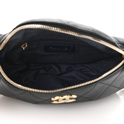 Chanel Lambskin Quilted Resin Bi-Color Waist Bag Fanny Pack Black 5 of 10