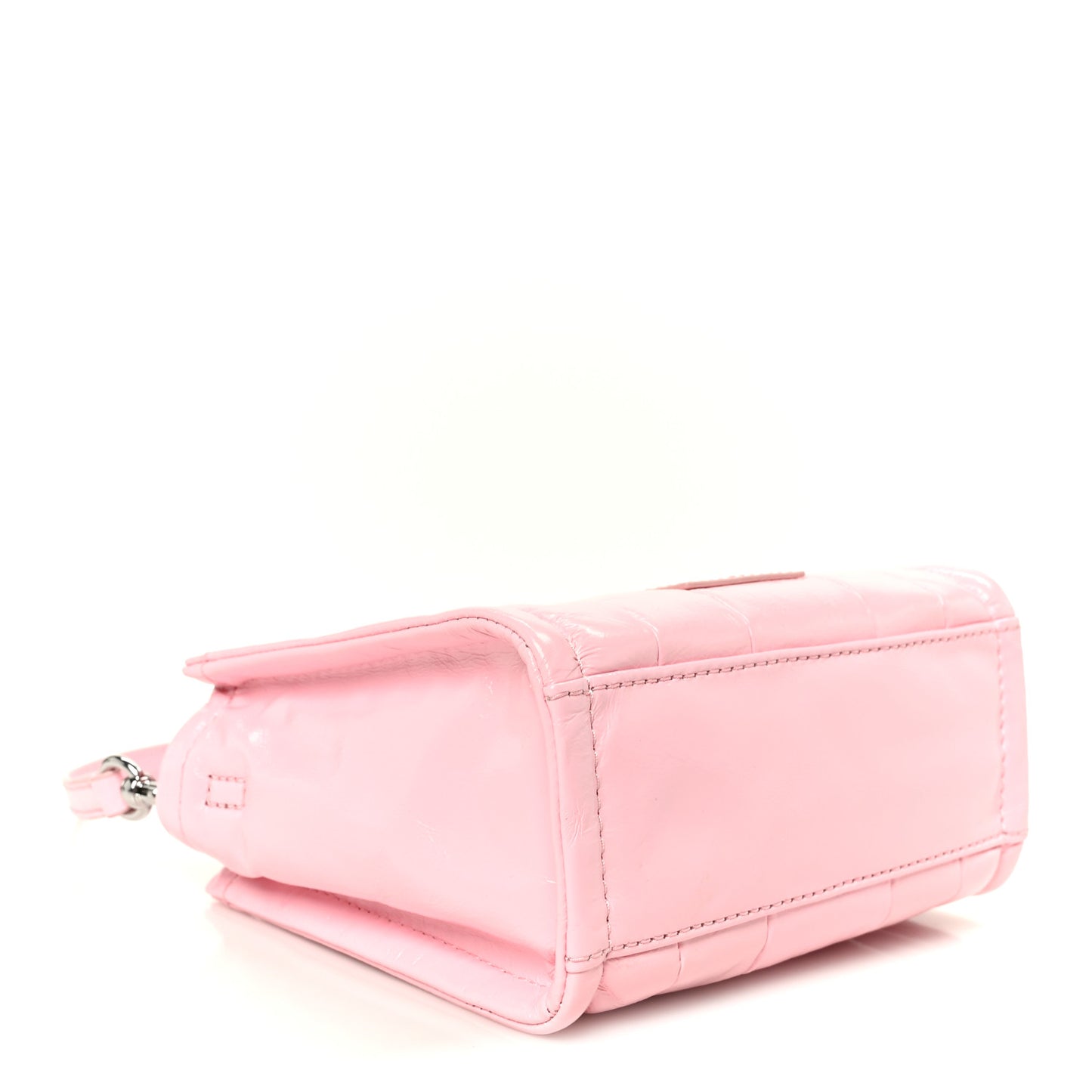 Shiny Crinkled Calfskin Mini The Tote Bag Pink