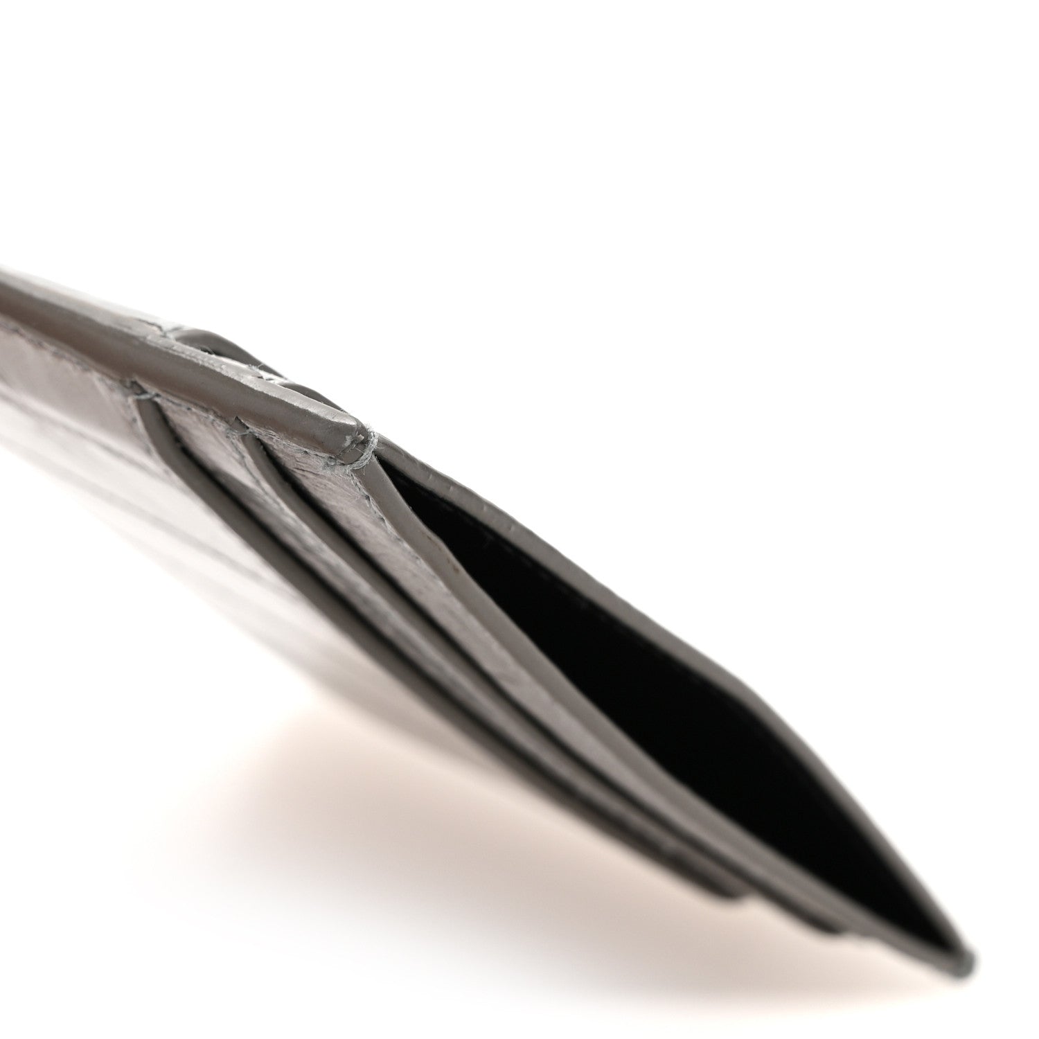 Saint Laurent Metallic Eel Credit Card Case Silver 1697894