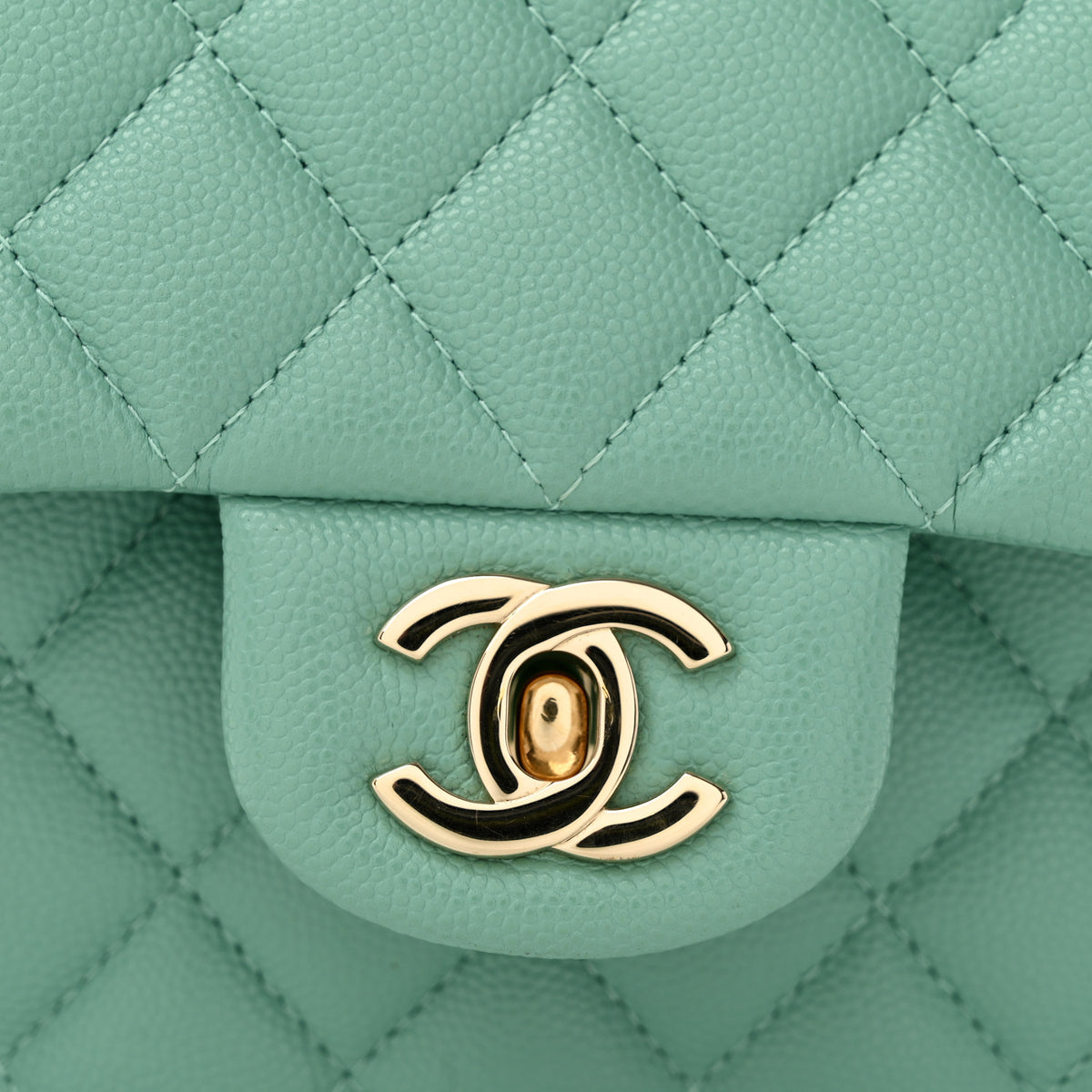 Caviar Quilted Small Double Flap Light Blue