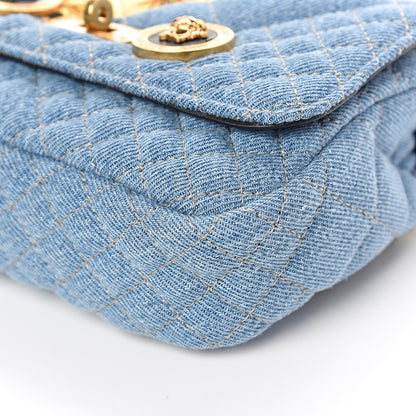 Versace Denim Barocco Printed Icon Small Crossbody Bag Blue 9 of 10