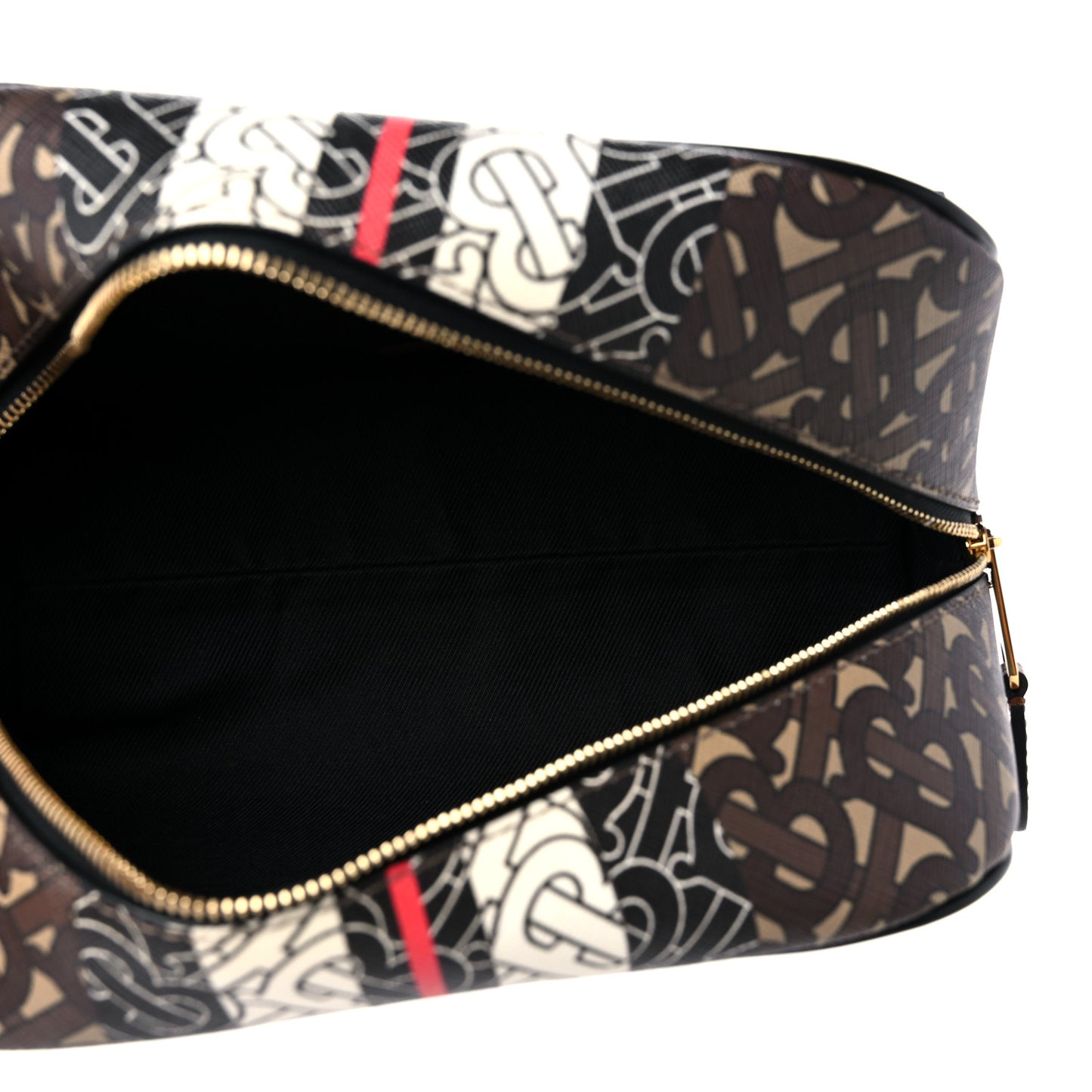 E-Canvas Monogram Stripe Travel Pouch Bridle Brown