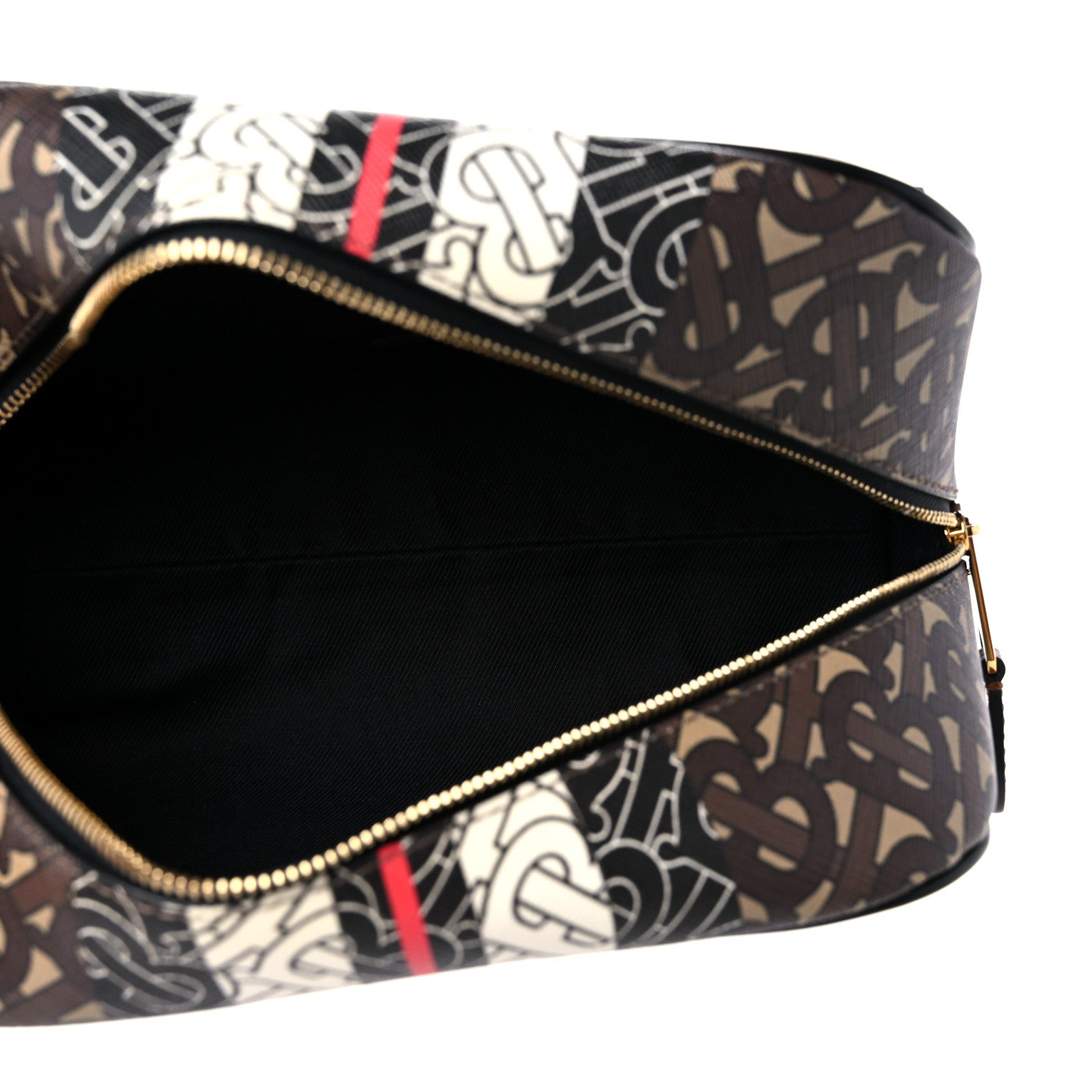 Burberry E-Canvas Monogram Stripe Travel Pouch Bridle Brown 5 of 8