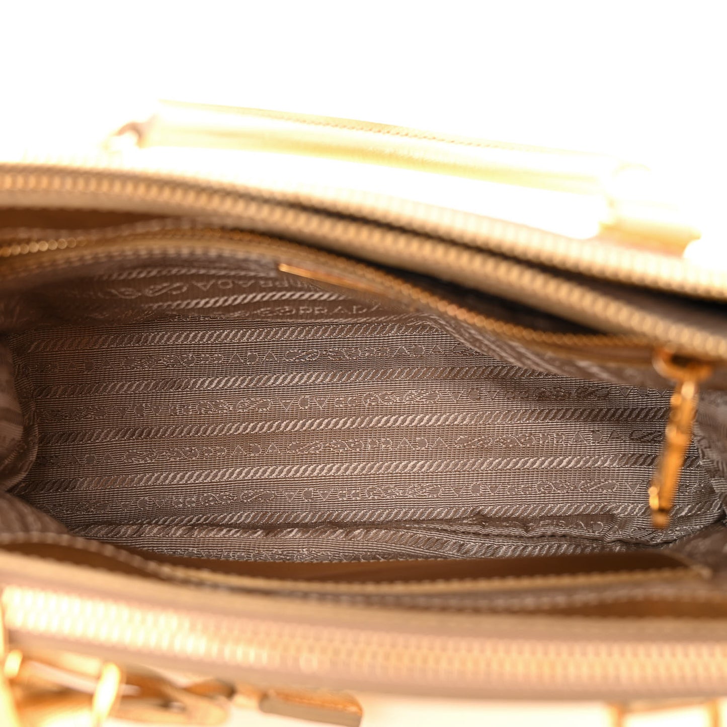 Metallic Saffiano Lux Mini Galleria Double Zip Tote Platino