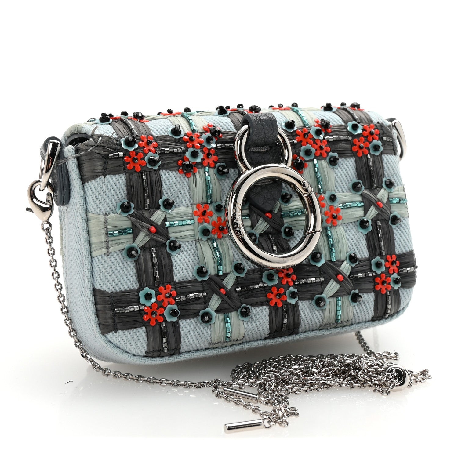 Fendi Canvas Crystal Flower Beaded Nano Baguette Charm Multicolor 2 of 9