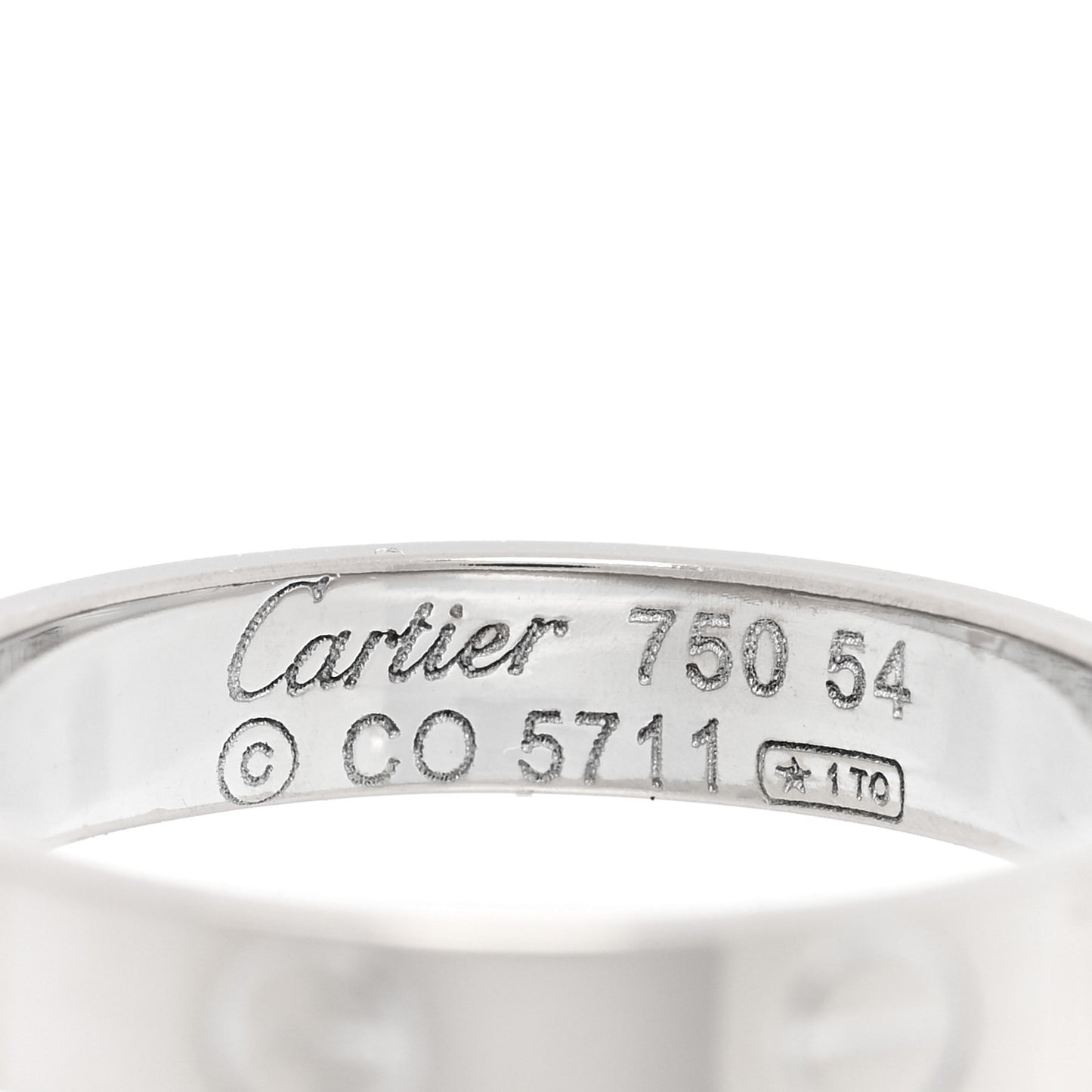 18K White Gold 3.5mm LOVE Wedding Band Ring 54 6.75