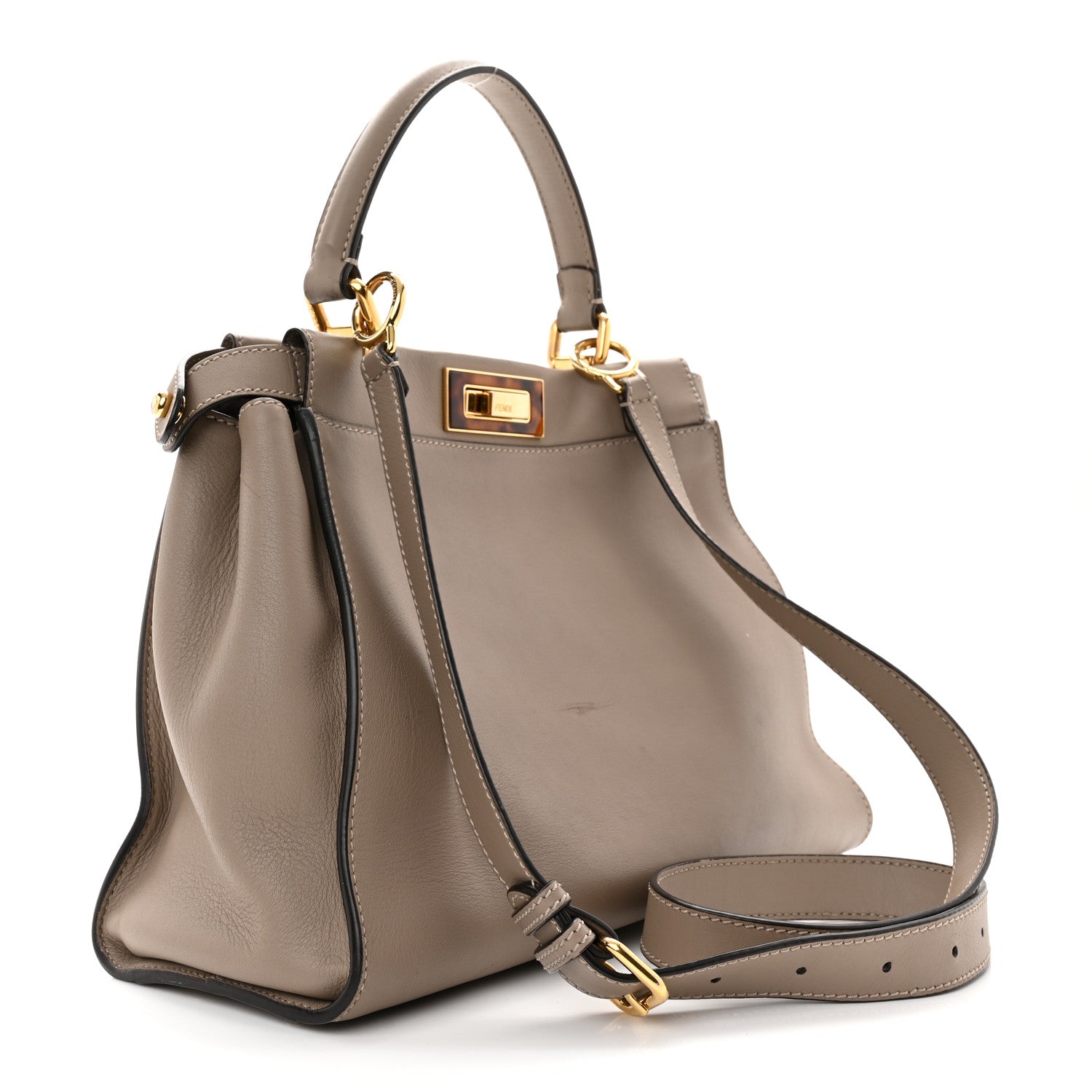 Fendi Vitello Seta Plexiglass Tortoise Medium Peekaboo Iconic Satchel Tortora 3 of 11