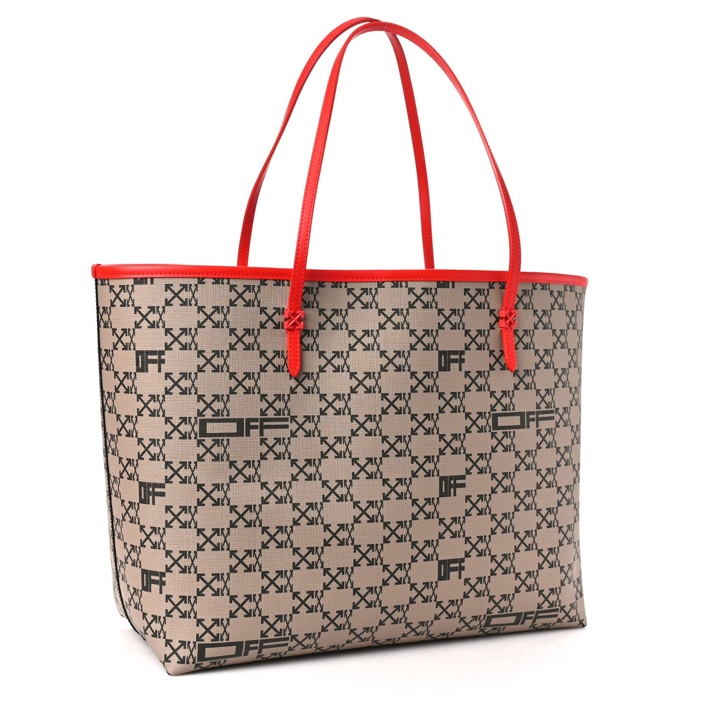Coated Canvas Arrow Print Day Off Tote Bag Beige
