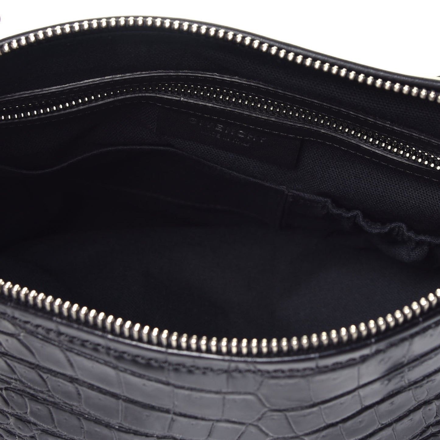 Smooth Calfskin Crocodile Embossed Medium Pandora Black
