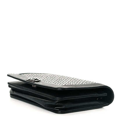 Chanel Calfskin Crystal Studded Quilted Boy Wallet On Chain WOC Black 4 of 8