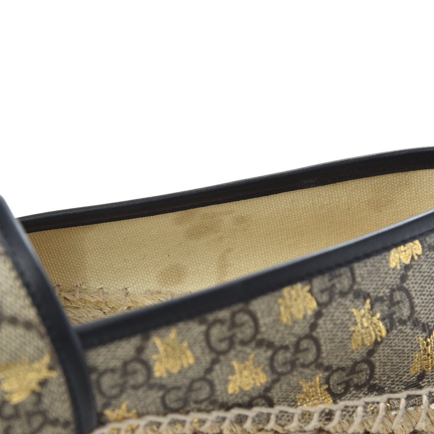 Gucci GG Supreme Monogram Bees Espadrille Flats 38.5 Beige Ebony Oro Black 11 of 11