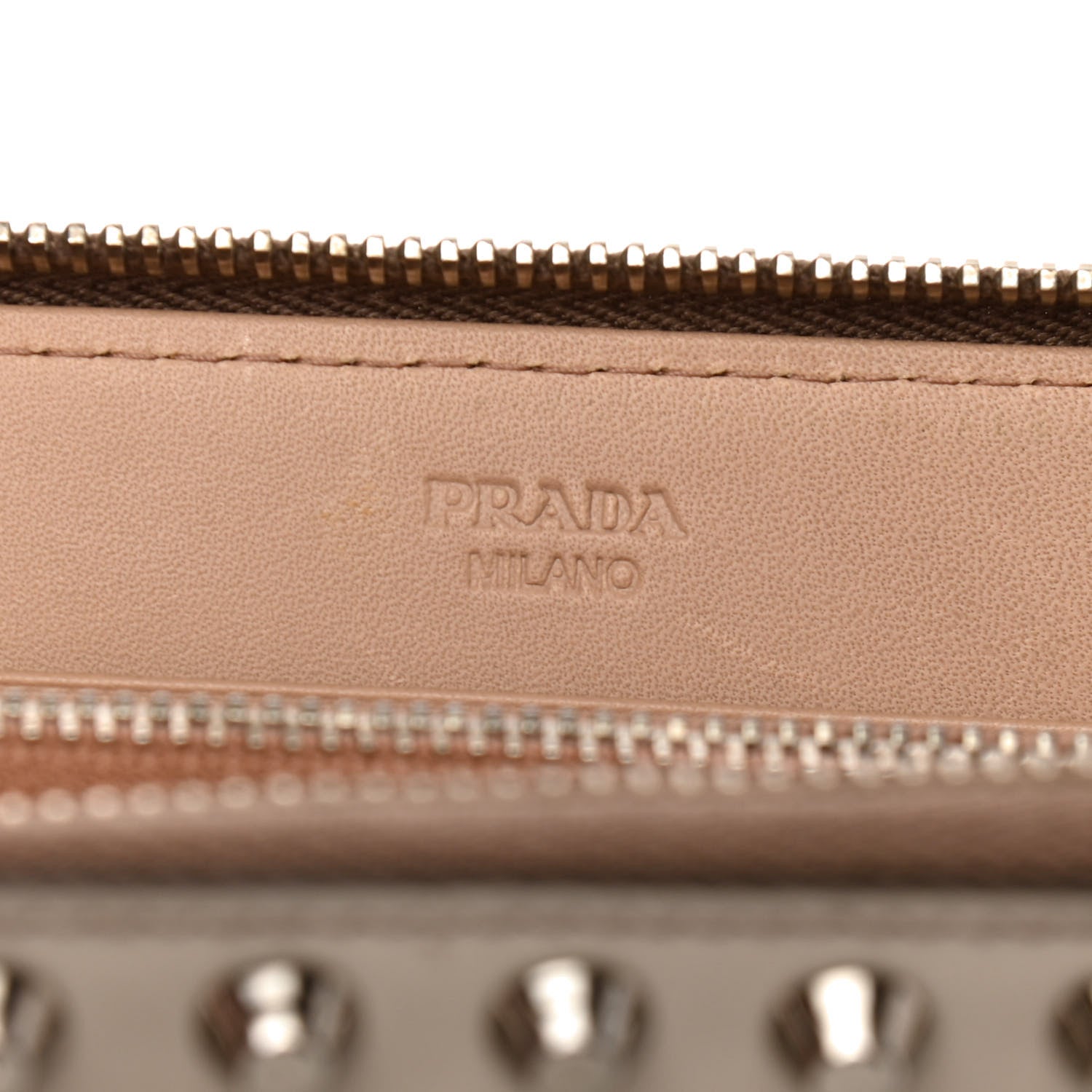 Prada Spazzolato Studded Zip Around Wallet Quarzo 6 of 8