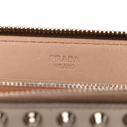 Prada Spazzolato Studded Zip Around Wallet Quarzo 6 of 8