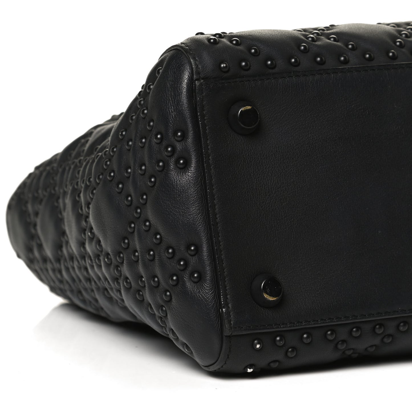 UItra Matte Calfskin Cannage Studded Medium Supple Lady Dior Black