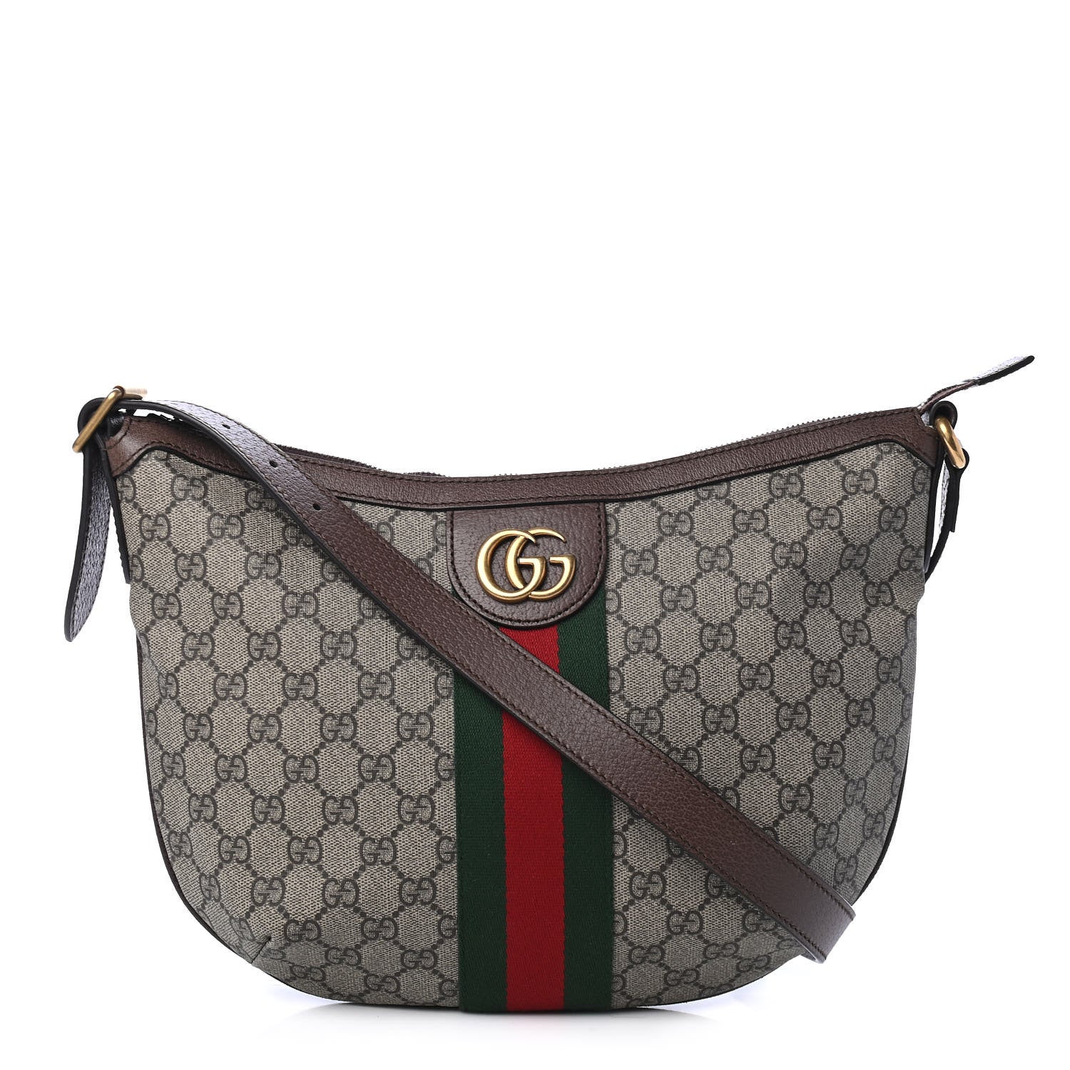 Gucci GG Supreme Monogram Web Small Ophidia Half Moon Hobo Brown 1 of 4