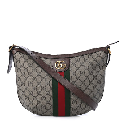 Gucci GG Supreme Monogram Web Small Ophidia Half Moon Hobo Brown 1 of 4