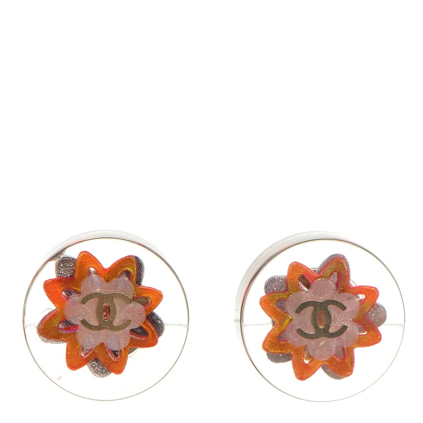 Resin CC Earrings Gold Transparent Pink