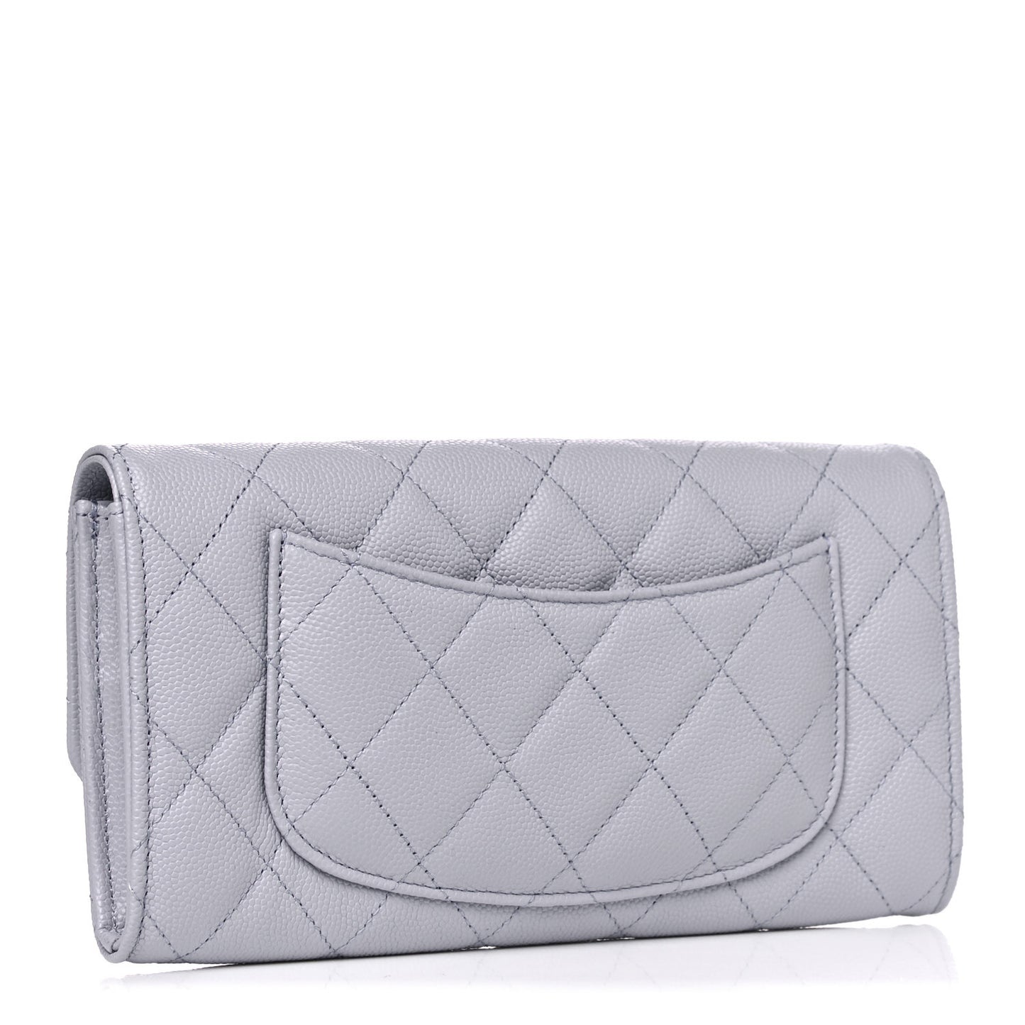 Caviar Quilted Large Flap Wallet Light Purple