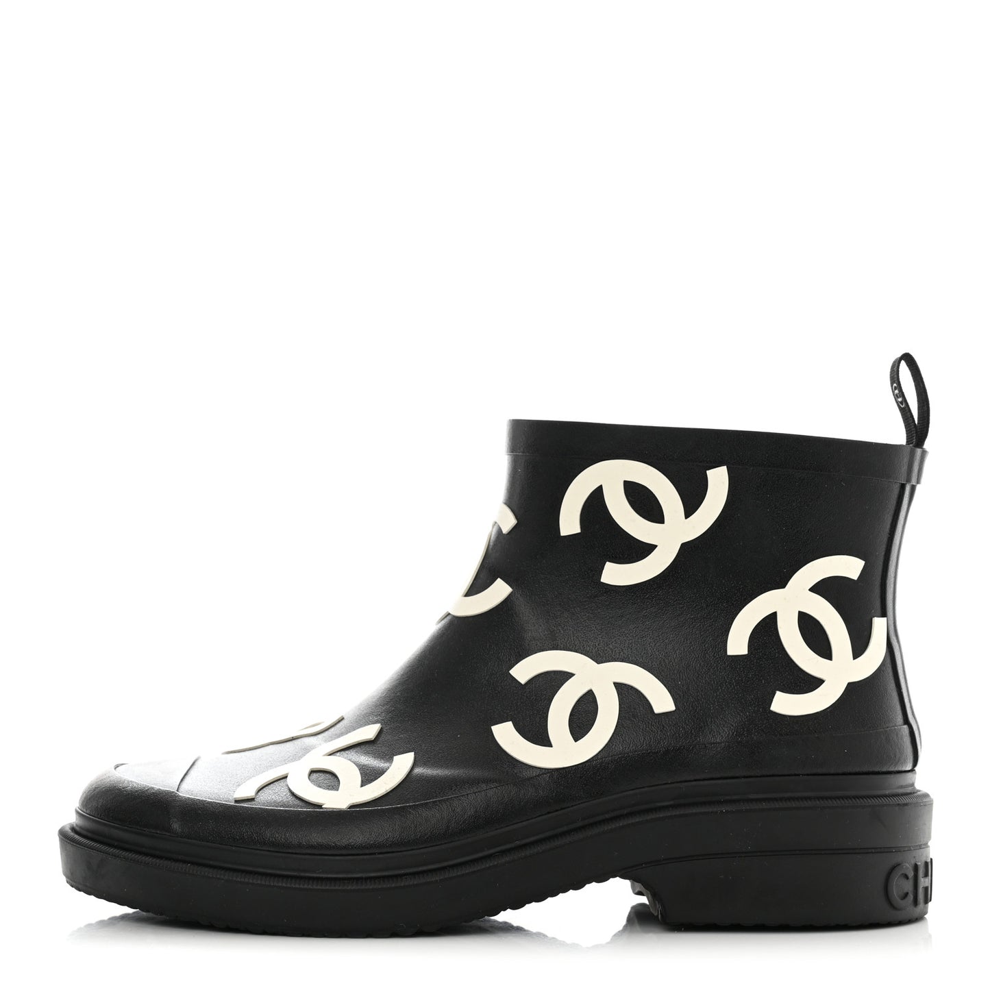 Rubber CC Print Boots 37 Black