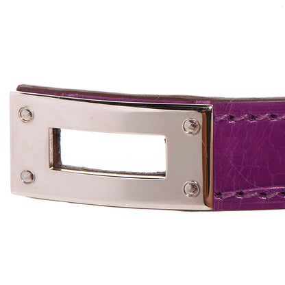Hermes Shiny Alligator Kelly Double Tour Bracelet Small Violet 8 of 10