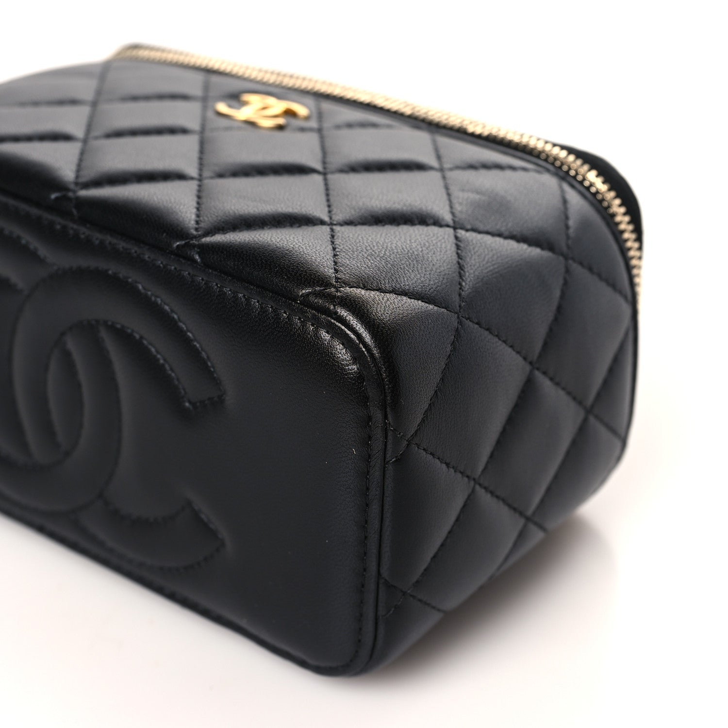 Chanel Lambskin Quilted Metal Small Top Handle Vanity Case With Chain Black 9 of 9