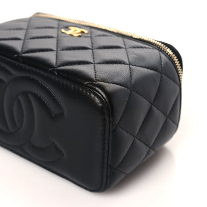Chanel Lambskin Quilted Metal Small Top Handle Vanity Case With Chain Black 9 of 9