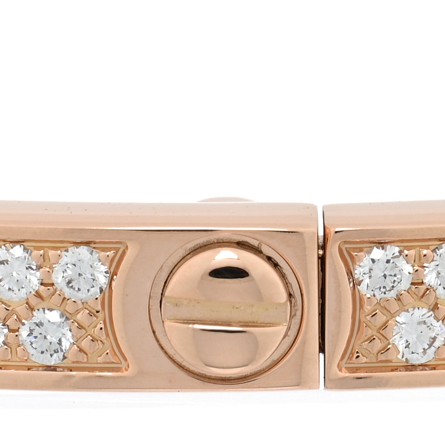 18K Pink Gold Diamond Small LOVE Paved Bracelet 17