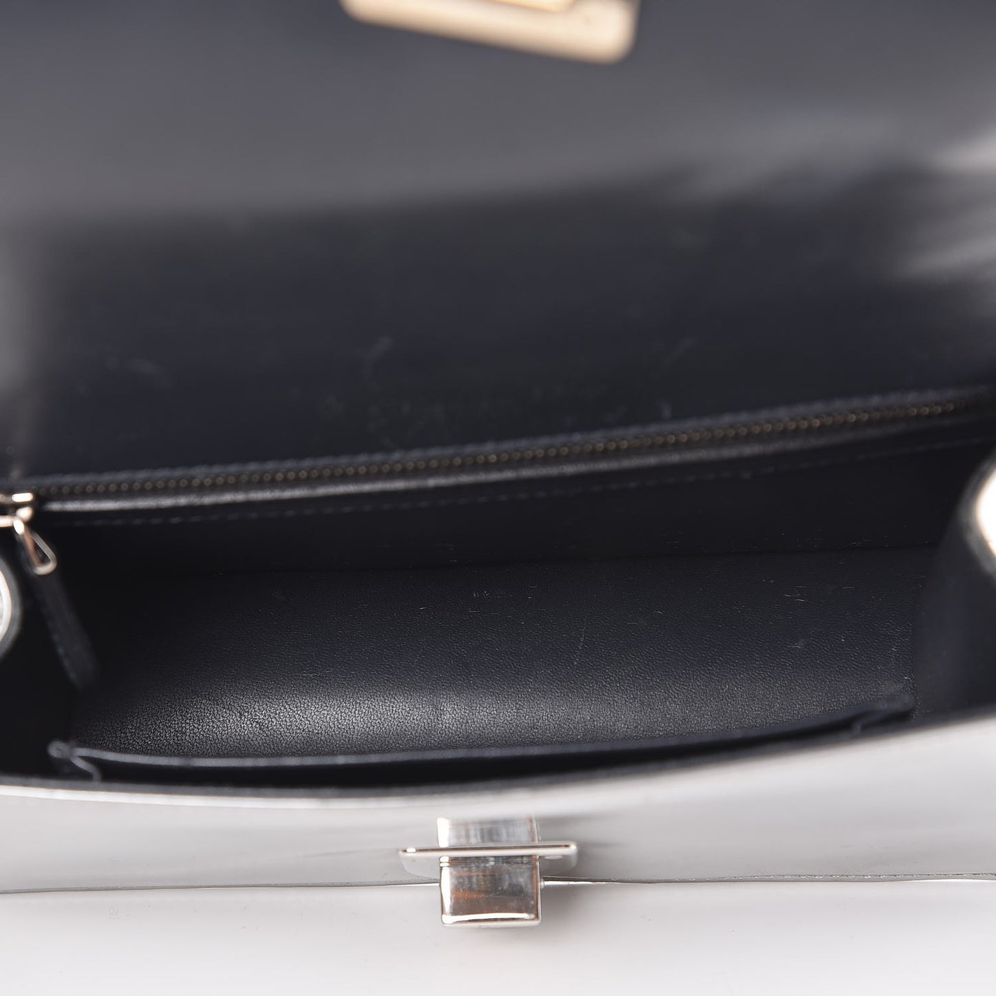 Metallic Calfskin Beaded Small Diorama Flap Bag Silver