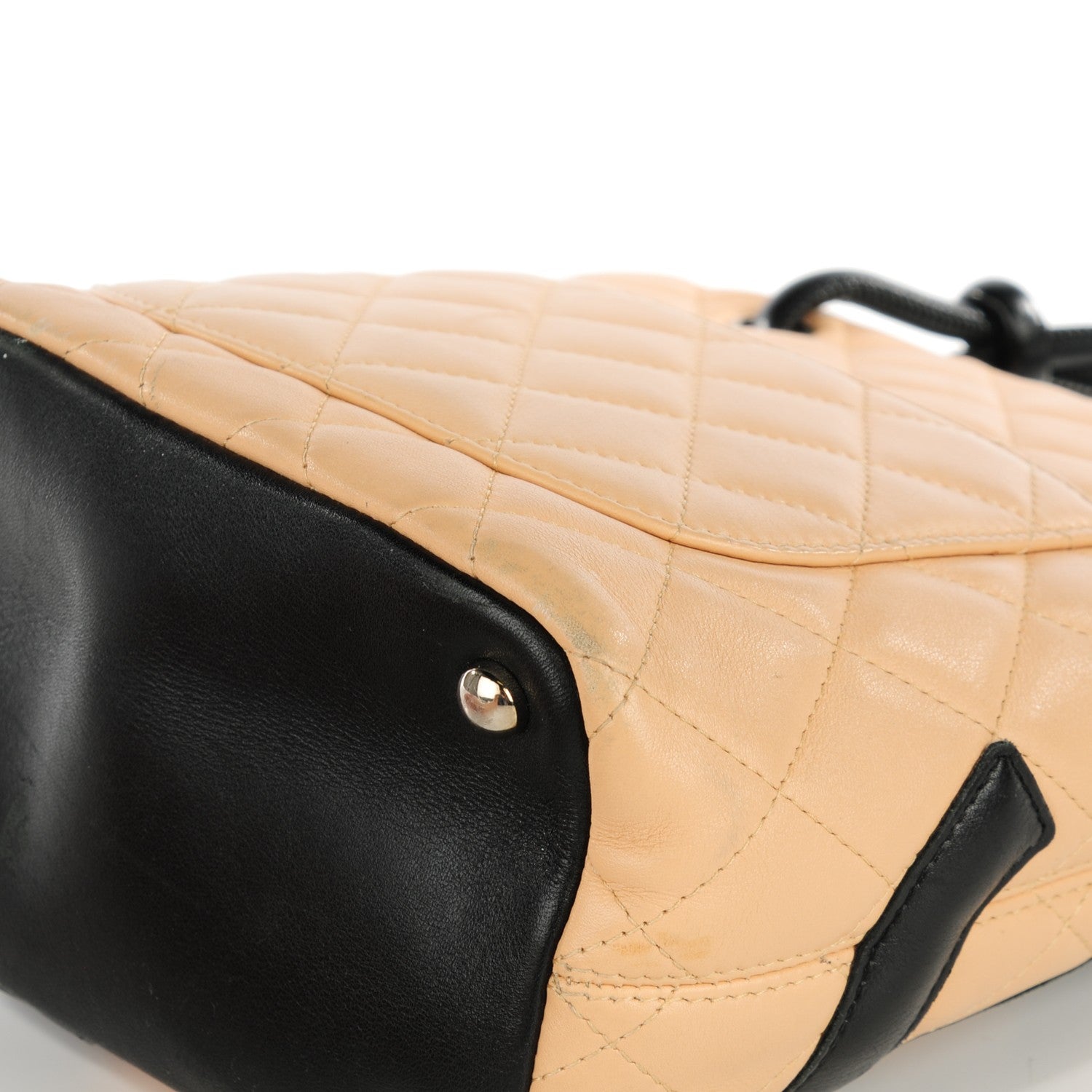 Chanel Calfskin Quilted Small Cambon Tote Beige Black 11 of 15