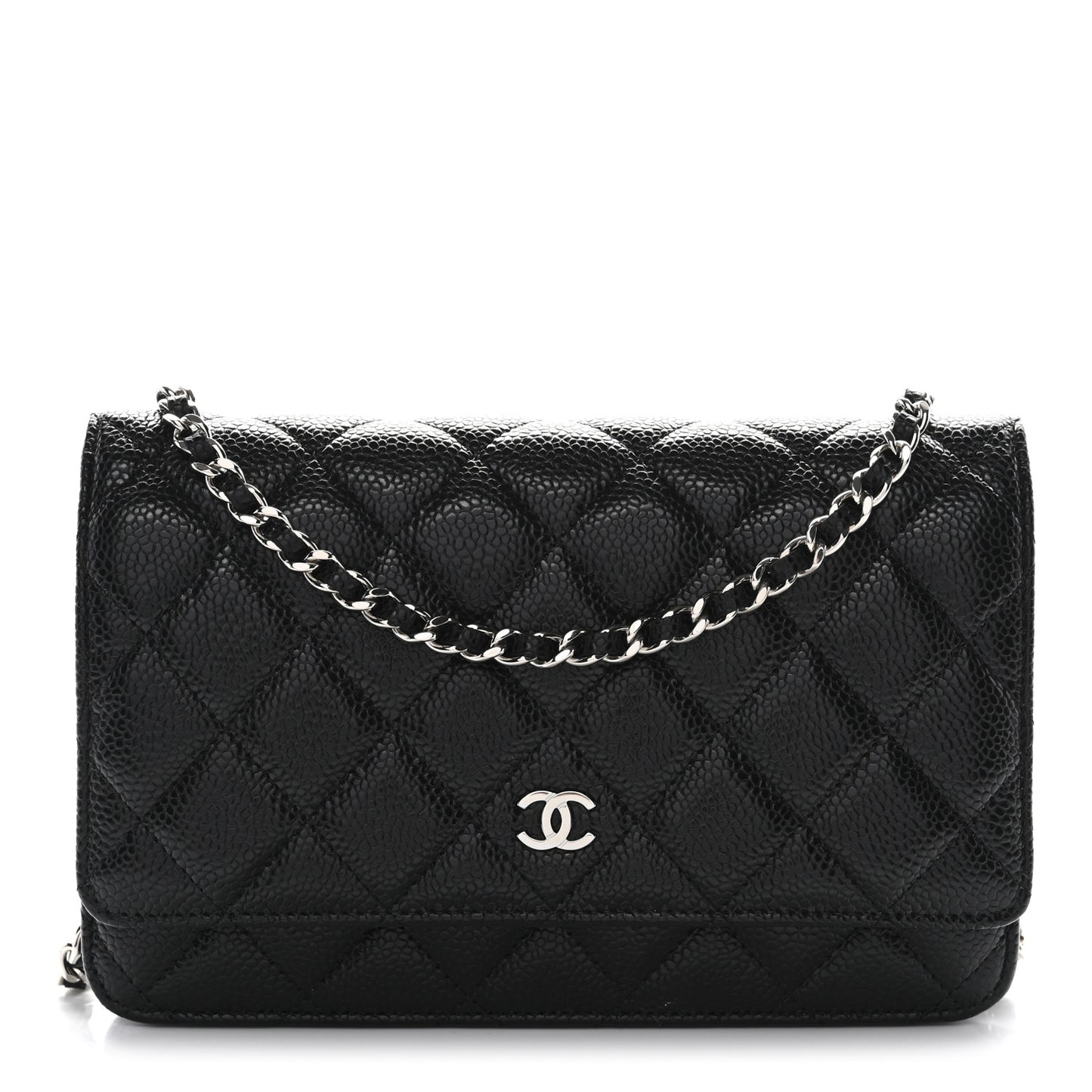 Caviar Quilted Wallet on Chain WOC Black